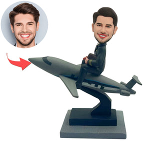 Custom Man Bobblehead with Airplane Model