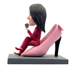 Custom Elegant Lady Bobblehead Sitting on High Heels