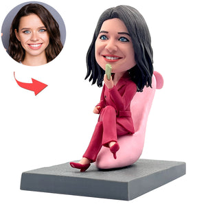 Custom Elegant Lady Bobblehead Sitting on High Heels