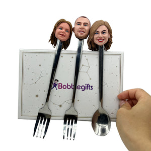 Customized Bobblehead Family Fork & Spoon