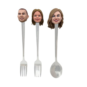 Customized Bobblehead Family Fork & Spoon