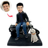 Motorcycle Boy Bobbleheads with Puppy