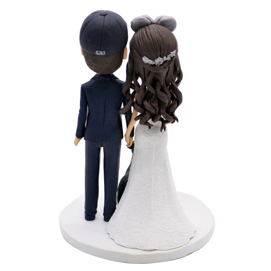 Custom Wedding Couple Bobbleheads with Dog