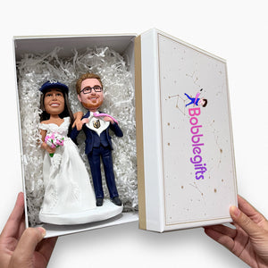 Custom Wedding Couple Bobbleheads with Dog